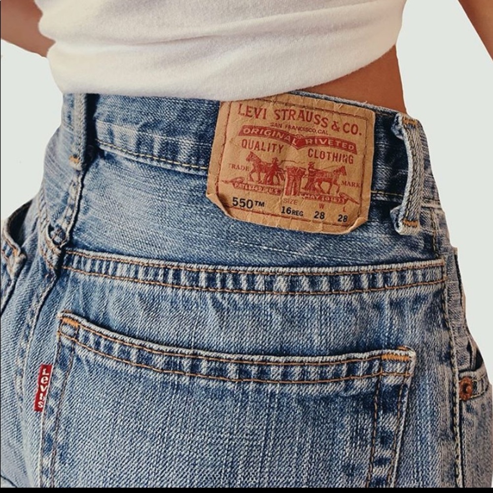 Levi embroidered denim shorts